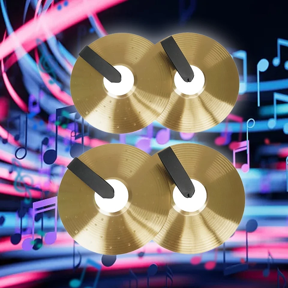 Golden Small Alloy Hand Cymbals 1 Pair Clear Sound Promote Coordination - Image 2 of 4