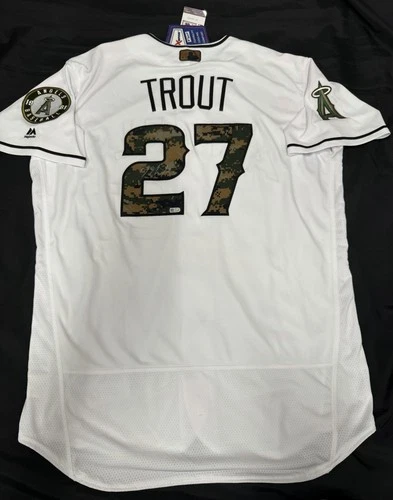 Mike Trout Signed Authentic Memorial Day Camo Angels Jersey MLB Holo