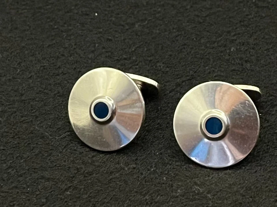 Gemelli vintage GEORG JENSEN DANIMARCA argento sterling lapislazzuli #126 - Immagine 2 di 4