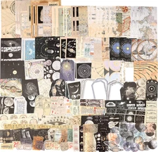 200Pcs Vintage Junk Journal Supplies,Scrapbook Scrapbooking Paper and Stickers A