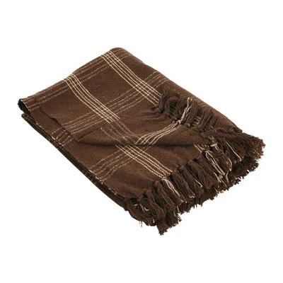 Creative Co-Op Recycled Cotton Throw Blanket, Brown Plaid