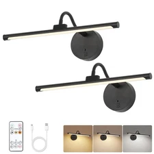 Wireless Picture Light 13.5 Ft for Gallery Walls 2 Set– Easy-Install, Battery...