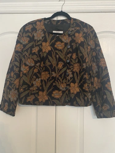 Giacca trapuntata floreale spalla imbottita Valentino Miss V vintage anni 80 taglia 42 8