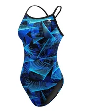 TYR Solid Diamondfit One Piece Swimsuit Women’s Size 32 Blue Racerback