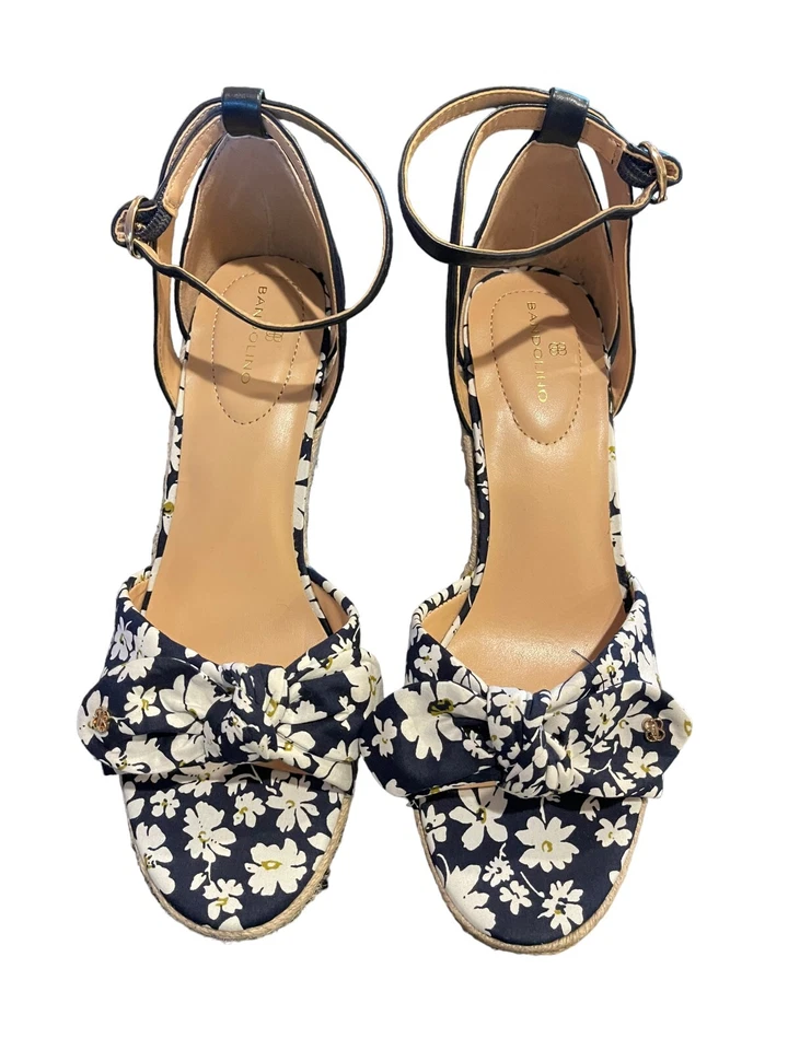 Bandolino Kaira цветочный синий белый Espadrille на танкетке каблуке сандалии женщин 9,5 новый - Изображение 2 из 4