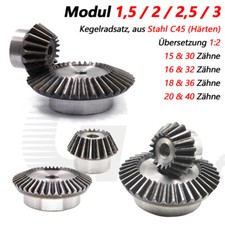 Modul 1,5 2 2,5 3 Kegelradsatz C45 Stahl 1:2 &Uuml;bersetzung 15/30 18/36 20/40 Z&auml;hne