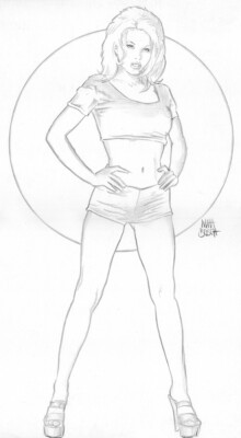 Original 1990s Cali Girl (Pamela Anderson?) pin-up art by Matt Busch! +Bonuses!