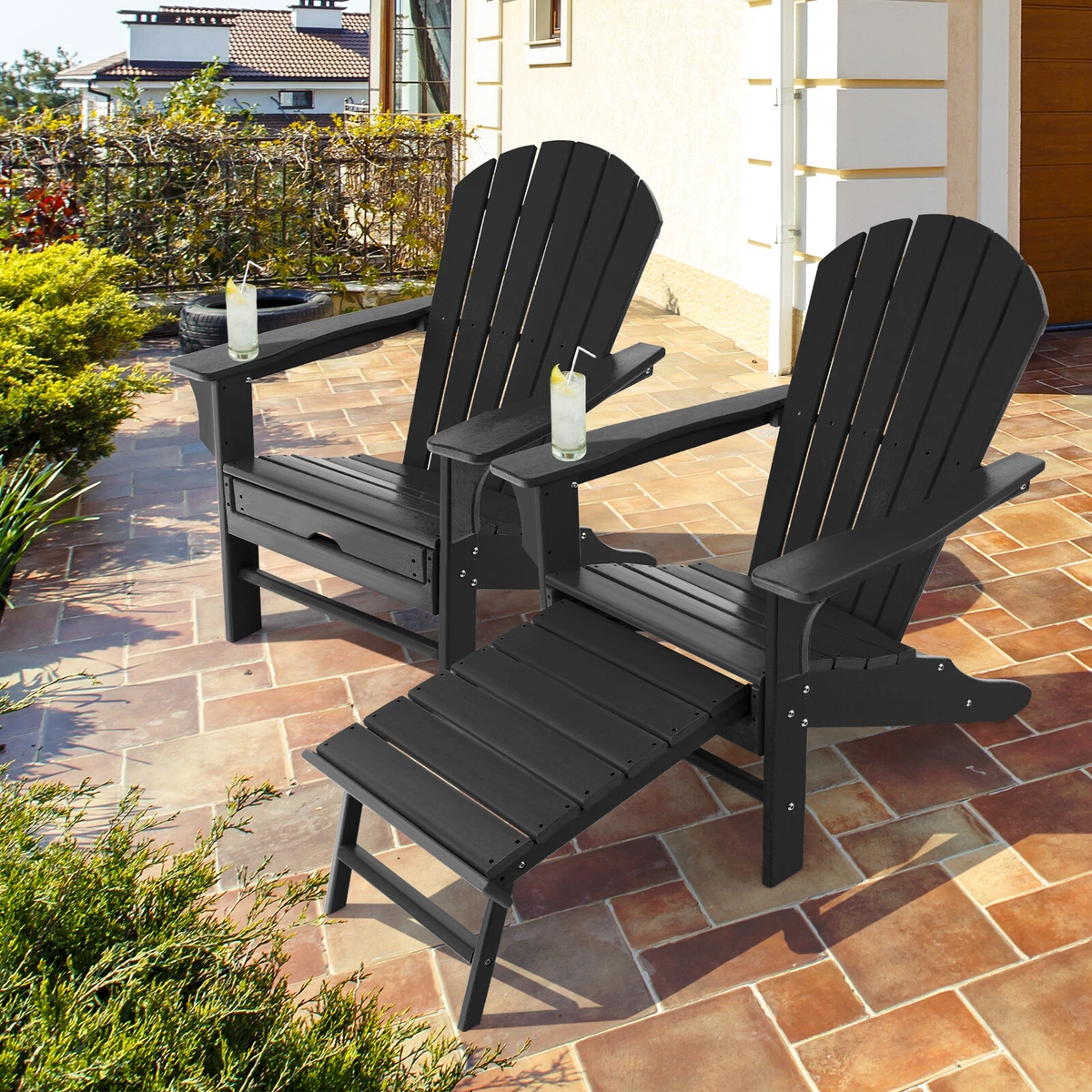 Patiojoy 2 PCS HDPE Adirondack Chair Outdoor Beach Chair with