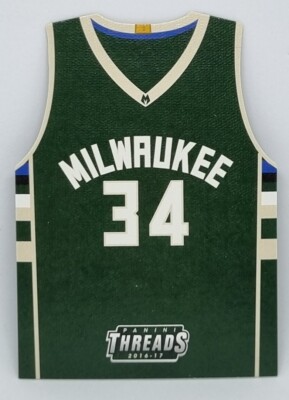 2016-17 Panini Threads Giannis Antetokounmpo Team Threads Jersey Die-Cut Insert