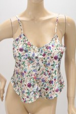 Vintage Victorias Secret babydoll Sleep Top Slippery Satin Dark Floral M Retro