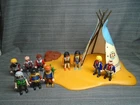 Vintage Playmobil Indians Teepee Lot 10 Figures Great for Army Building or Parts