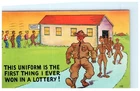 1943 WW2 From Private Camp Barkley TX Comical Linen Military Army Postcard