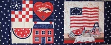 Heart of America 2 Squares Pillow Wall Door Quilt Cotton 1/2 Yard Fabric Panel  