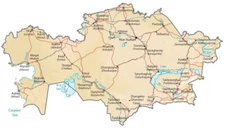 Kazakhstan Physical Map GLOSSY POSTER PICTURE PHOTO PRINT BANNER 12653