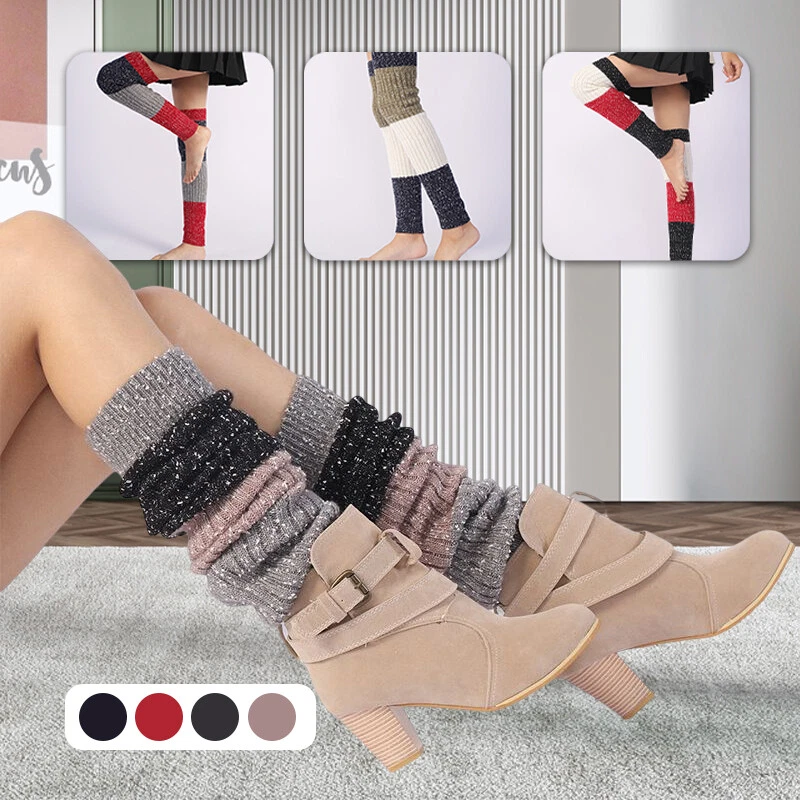 Women Gothic Leg Winter Warm Knit Over Knee Socks Thigh-High Yoga Foot Cover - Image 4 of 4