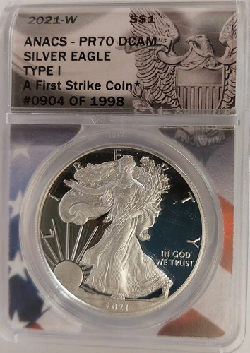 2021 W SILVER AMERICAN EAGLE $1 TYPE 1  PR70 DCAM Proof