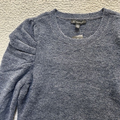 INC Sweater Womens Medium Blue InkBerry Wool Blend Crew Neck Puff Sleeve - Picture 6 of 12