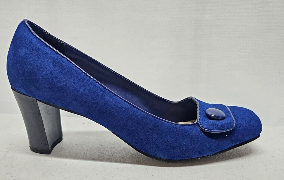 Zapatos de salón Croft & Barrow para mujer talla 9 azules tacones bloque acento de botones tacón de 2,5" Foto 4 de 4