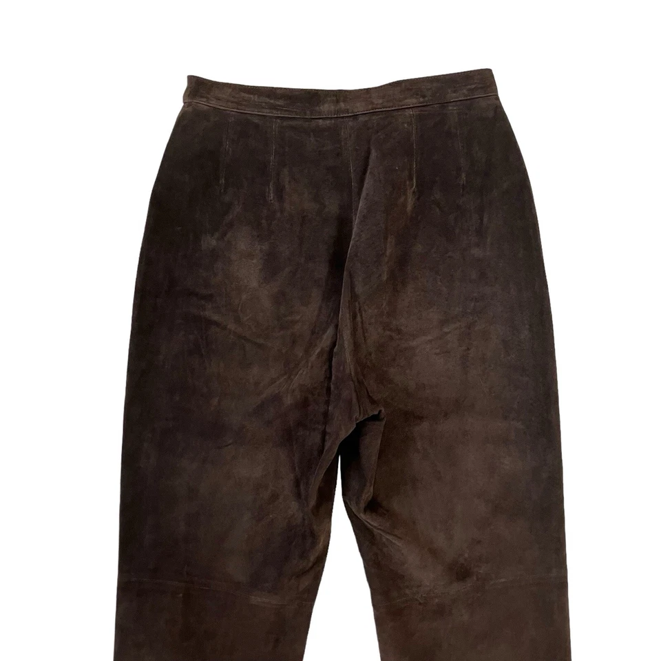 Nuevo sin etiquetas Pantalón al Tobillo Liz Claiborne 100% Gamuza Para Mujer 2 Pequeño Cuero Marrón Forrado con Cremallera Foto 3 de 4