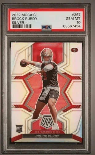 🏈2022 Mosaic #367 Brock Purdy SILVER PSA 10  49ers Rookie Card RC low Pop🔥⭐️