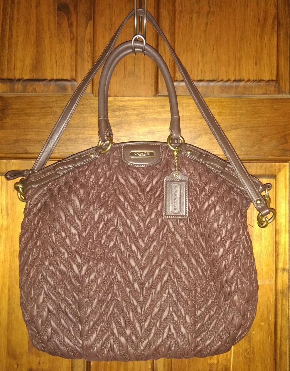 COACH MADISON QUILTED CHEVRON NYLON CROSSBODY BAG F18… Gem