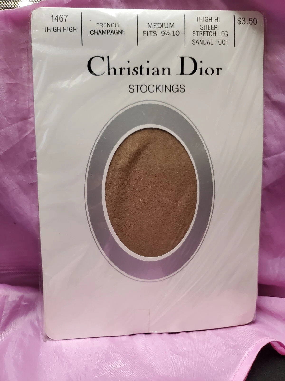Bas jarretière haut cuisse Christian Dior vintage taille M 9,5 10 CHAMPAGNE FRANCAISE