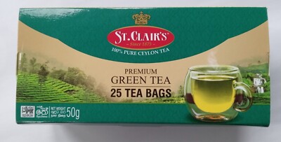 Pure Ceylon Green Tea ST. Clair's 100% Natural Hand picked Tea -25Tea bags/50g