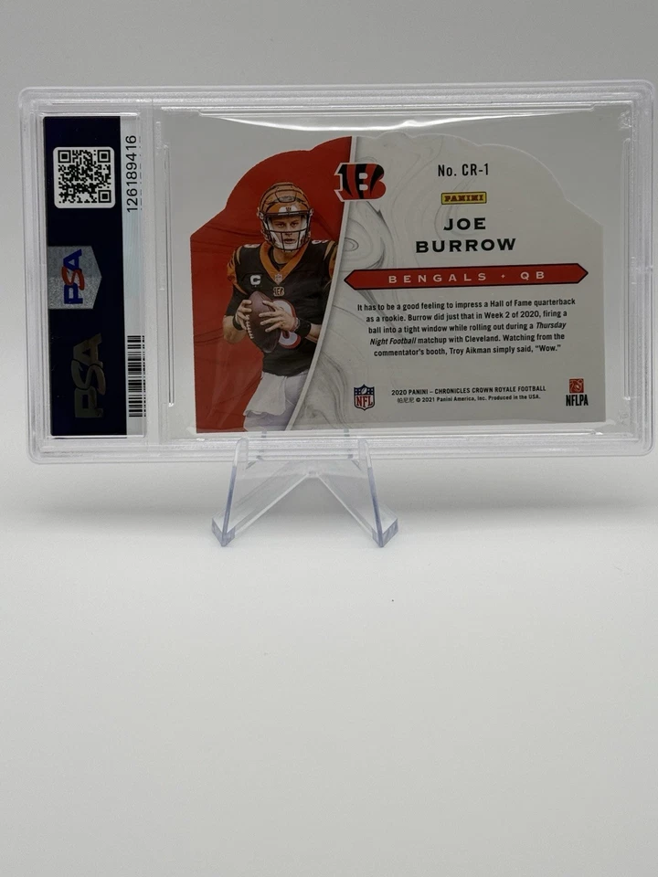 🔥💎JOE BURROW 2020 Panini Chronicles Crown Royale Die Cut RC #CR-1 PSA 10 🐅 - Image 2 of 2