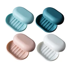 4 Pcs Travel Soap Holder Plastic Soap Box With Lid Portable Soap Dish