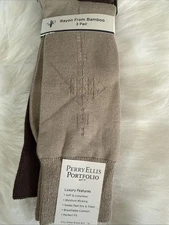 Perry Ellis Portfolio 3 Pair Pack Rayon Beige Brown 6.5 - 12 Men’s Dress Socks
