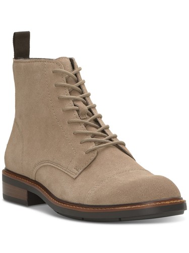 VINCE CAMUTO Mens Beige Front Heel Pull-Tab Ferko Cap Leather Boots Shoes 8.5 M