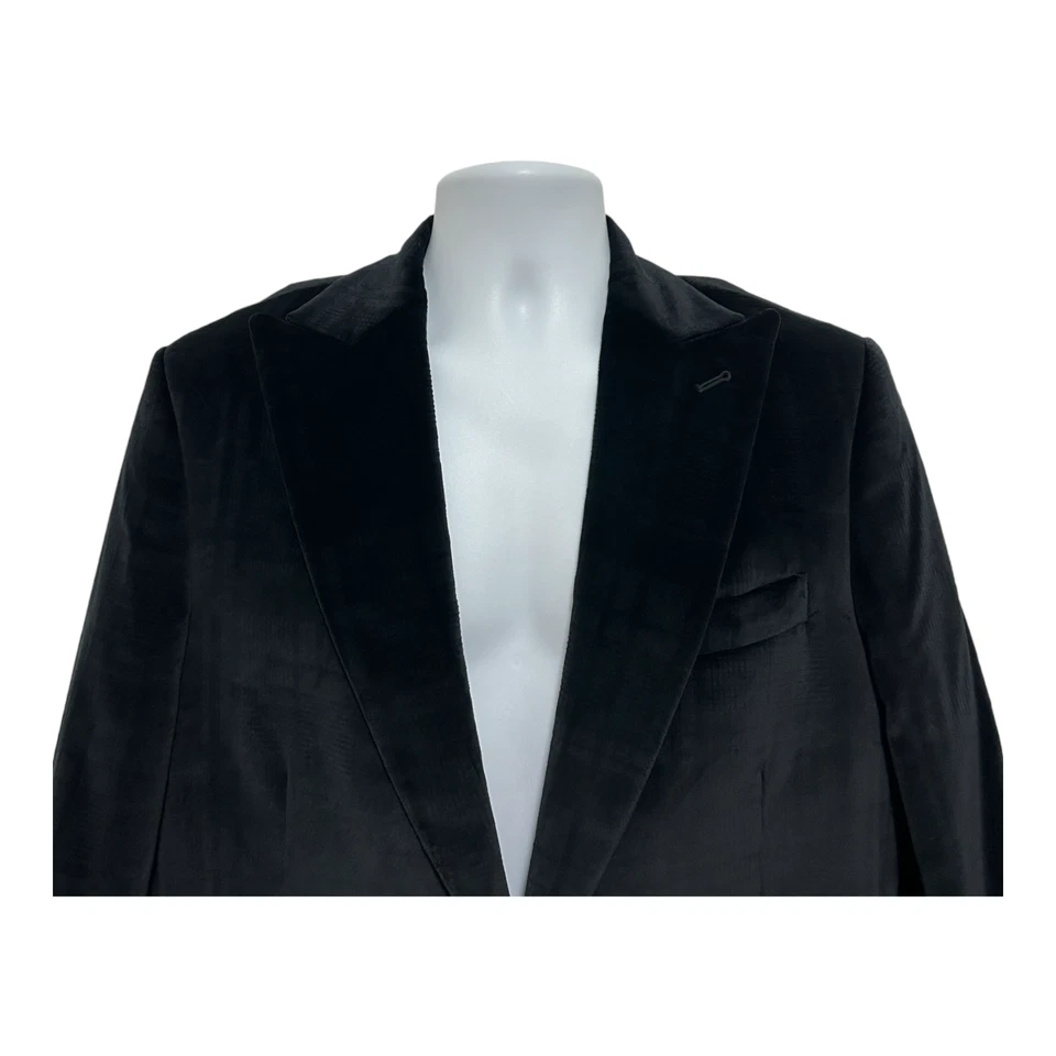 Ross Graison Men's Sport Coat Size 40R Black Velvet Suit Jacket Made In Italy - Image 3 of 4