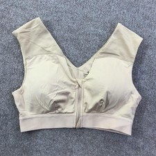 Tommie Copper Sports Bra Womens Medium Beige Shoulder Support Zip Front Posture