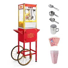 Popcorn Machine Maker Popper with Cart and 10-Ounce Kettle, 800W