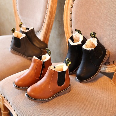 Kinder Winter Boots Jungen Mädchen Leder Schneestiefel Warme Weiche Schuhe 21-36