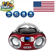Versatile Cherry Red CD Player Boombox with Bluetooth FM Radio Functionality