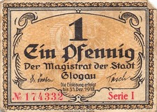 1 Pf., 1/2 Mark 1918 - 2x1 Pf. 5, 10 Pfennig ca. 1920 - Glogau - Stadt