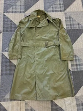 VTG 1970s Sun Bleached USMC Trench Rain Coat Vietnam Raincoat Mens 42R Size L