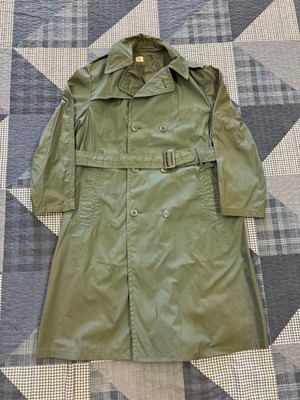 VTG 1970s Sun Bleached USMC Trench Rain Coat Vietnam Raincoat Mens 42R Size L