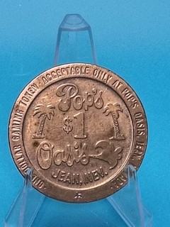 Pop’s Oasis Casino Jean Nevada NV $1 Slot Coin Franklin Mint 1979