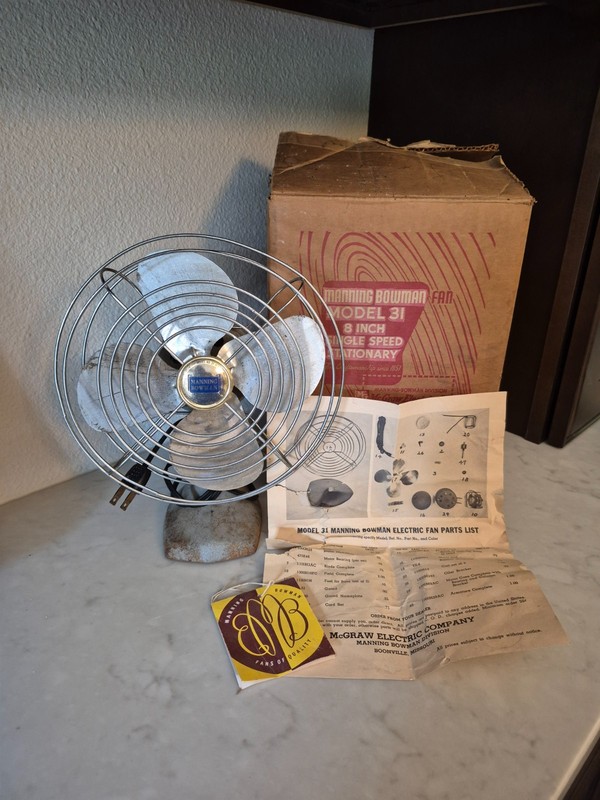 Manning Bowman Vintage Desk Fan Model 31 - Antique McGraw Electric Co