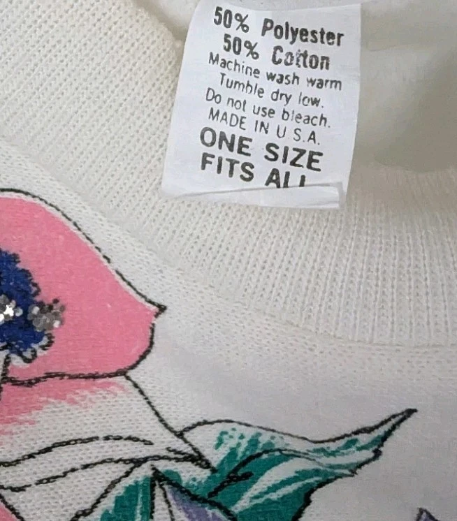 Camiseta moletom Panther Flower Art vintage anos 80 glitter New Wave 5050 OSFA EUA - Imagem 4 de 4