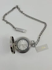 Colibri Quartz Pocket Watch Stainless Steel New Working Conditon With Chain