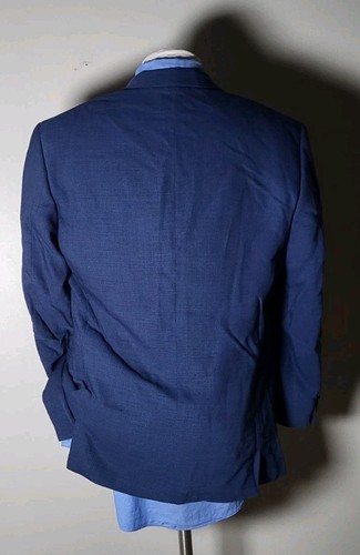 48C 38S VERSACE V2 blue Black Hopsack Loose-weave Wool Check Jacket Blazer Coat - Picture 4 of 9