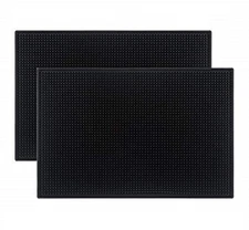 Tebery 2 Pack Black Bar Mat, 18" x 12" Rubber Dish Drying Mat for Countertop,...