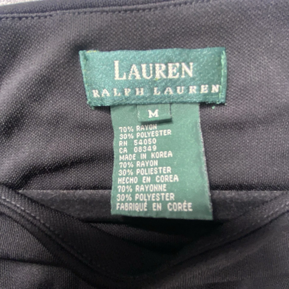 Maxi Vestido Ralph Lauren Negro Sin Mangas Mediano Clásico Noche Adelgazante Grapa Foto 4 de 4