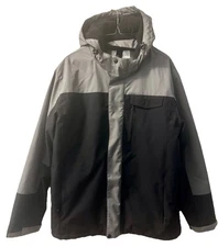 Academy Magellan Outdoors Mens Insulated Removable Hood Parka Jacket Med Blk/Gry