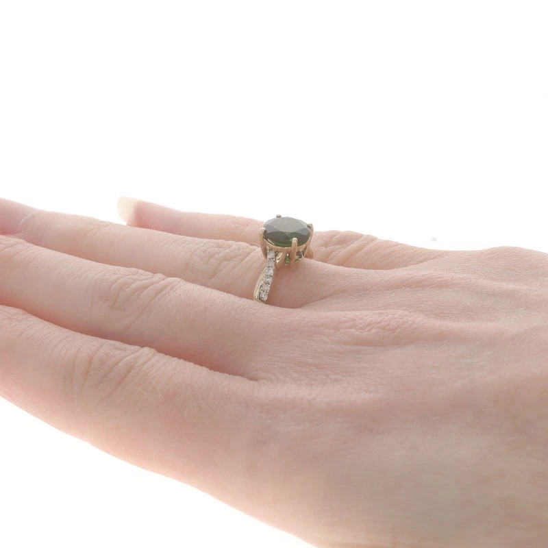 Anillo de diamantes y diopsidos cromados de oro amarillo - 10 k redondo 1,80 ctw giro Foto 4 de 4