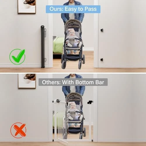 Retractable Baby Gates for Stairs, Retractable Dog 34" Tall x 54" Wide A-black - Picture 4 of 7