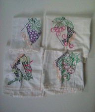 4 Vintage Hand Embroidered Tea Towels Days of the Week 4 Fruit/Veggie 9